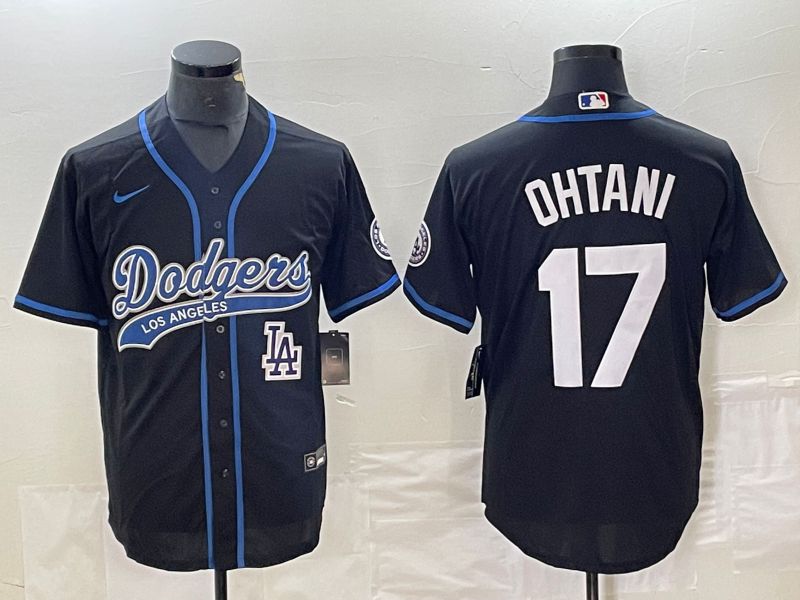 Men Los Angeles Dodgers #17 Ohtani Black Nike Game MLB Jersey style 3